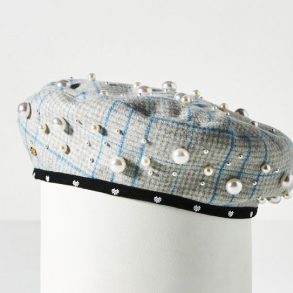Lele Sadoughi Accessories - Lele SADOUGHI Embellished pearl plaid beret new without tags